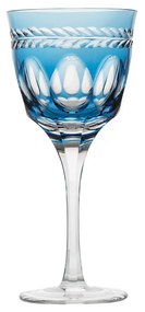 Taça de Cristal Lapidado P/ Vinho Branco Azul Claro - 17