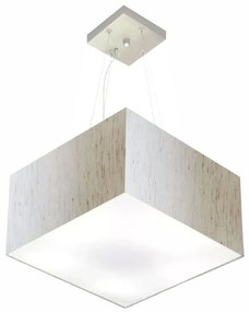 Lustre Pendente Quadrado Vivare Md-4195 Cúpula em Tecido 25/40x40cm - Bivolt