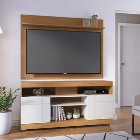 Rack para Sala Bancada de TV 47 Pol 136cm Ariele C04 - D'Rossi - Freijó e Off White
