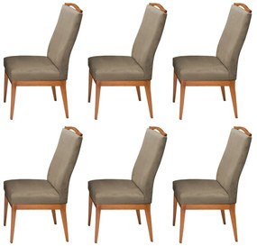 Conjunto 6 Cadeiras Decorativa Lara Veludo Cappuccino