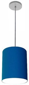 Luminária Pendente Vivare Free Lux Md-4102 Cúpula em Tecido 13x30cm - Azul-Marinho - Canopla cinza e fio transparente