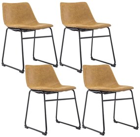 Kit 04 Cadeiras Decorativa Sala de Estar Recepção Fixa Maia PU Sintético Caramelo - Gran Belo
