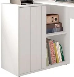 Mesa para Escritório Home Office 1 Porta Ripada Tech Branco Fosco - Ca