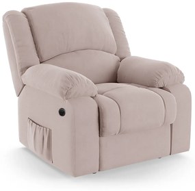 Poltrona do Papai Reclinável Melim Elétrica LED Massagem Veludo FH1 - D'Rossi - Rose