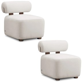Poltrona Decorativa para Sala Kit 2 Helora Bouclê Cinza Claro E03 - D'Rossi