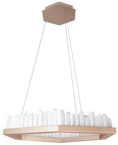 Pendente Led Cristal Aluminio Dourado 70w 3000k Felsen