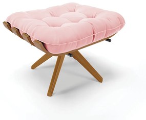 Puff Giratório Costela Suede Rosa Bebê Base de Madeira MA30 M11 - D'Rossi