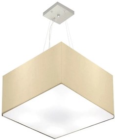 Lustre Pendente Quadrado Md-4199 Cúpula em Tecido 30/60x60cm Algodão Crú - Bivolt