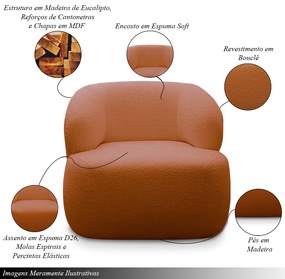 Kit 2 Poltronas Decorativas Charlote Sala de Estar Base Fixa Bouclê Terracota G88 - Gran Belo