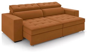 Sofá Decorativo Hugo 2 Lugares 208cm Reclinável e Retrátil Veludo Terracota G45 - Gran Belo