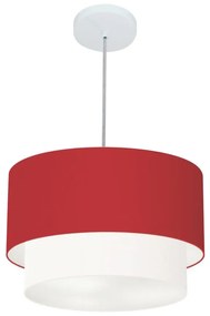 Lustre Pendente Duplo Cilíndrico Vivare Md-4354 Cúpula Tecido 45x40cm - Bivolt