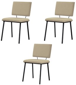 Kit 3 Cadeiras Decorativas Sala de Jantar Fennel Linho Bege G17 - Gran Belo