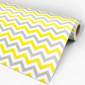 Papel de parede adesivo Chevron amarelo cinza e branco