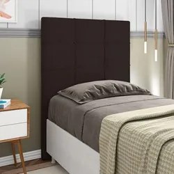 Cabeceira Cama Box 90cm Esmeralda Sintético J02 Marrom - Mpozenato