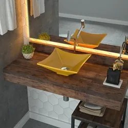 Cuba Pia de Apoio para Banheiro Quadrada Luxo 30 C08 Amarelo - Mpozena