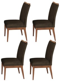 Conjunto 4 Cadeira Decorativa Leticia Aveludado Marrom