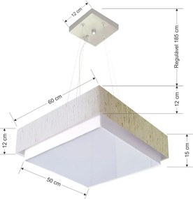 Lustre Para Sala de Jantar Vivare Md-4405 Cúpula em Tecido 60x60cm