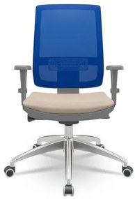 Cadeira Brizza Diretor Grafite Tela Azul com Assento Poliester Fendi Base Autocompensador Aluminio - 65816 Sun House