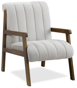 Poltrona Decorativa para Sala Base de Madeira Daline Bouclê Cinza Claro E03 - D'Rossi