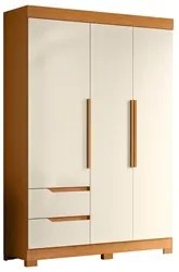 Guarda Roupa Solteiro 3 Portas 2 Gavetas 157cm Vivacce Cinamomo/Off Wh