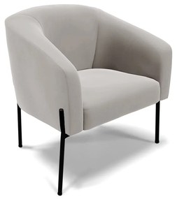 Poltrona Decorativa Pé de Ferro Preto Stella Suede Veludo Cinza D03 - D'Rossi