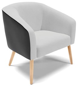 Poltrona Decorativa Pé Palito Natural Stella Preto/Linho Cinza D03 - D'Rossi