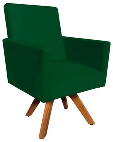 Poltrona Giratória Nina Suede Base Madeira MM30 D'Rossi - Verde