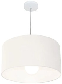 Lustre Pendente Cilíndrico Md-4205 Cúpula em Tecido 45x30cm Branco - Bivolt
