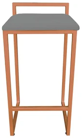 Banqueta Alta Industrial Pietra Suede Grafite Base Cobre D'Rossi