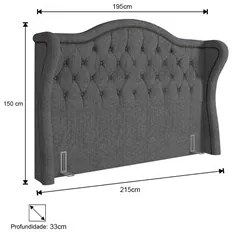 Cabeceira Cama Box Casal King 195cm Antibes P02 Linho Cinza - Mpozenat