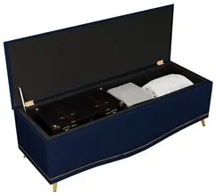 Calçadeira Baú Queen 160cm com Tachas Imperial J02 Veludo Azul - Mpoze