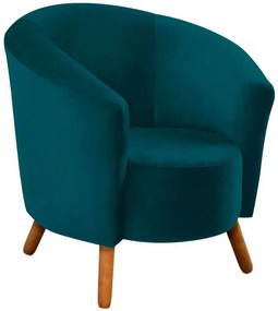 Poltrona Decorativa Malta Suede Azul Pavão - Encantum