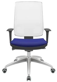Cadeira Office Brizza Tela Branca Assento Aero Azul Autocompensador Base Aluminio 120cm - 63789 Sun House