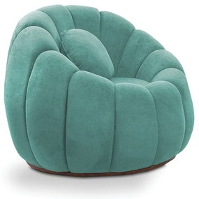 Poltrona Decorativa Orgânica Giratória Cloud Bouclê Azul Turquesa E03 - D'Rossi