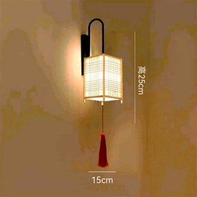 Arandela parede japonês bambu lâmpada de parede quarto cabeceira corredor escada log lâmpada led novo chinês zen criativo hotel lâmpada de parede - A