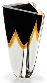 Vaso Triangular nº 3 Bicolor Preto com Âmbar Murano Cristais Cadoro
