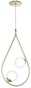 Pendente Gota C/ 02 Globos 27X10X52Cm Metal E Vidro 2 X G9 Globo Ø10Cm... (GRAFITE / COBRE BRILHO, FOSCO)