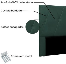 Cabeceira Cama Box Casal 140 cm Aquilla Veludo Verde S04 - D'Rossi