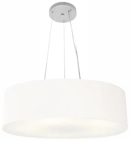 Lustre Pendente Cilíndrico Md-4190 Cúpula em Tecido 55x15cm Branco - Bivolt