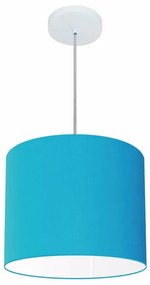 Lustre pendente cilíndrico free lux para mesa de jantar, sala, quarto, churrasqueira e balcão. - Azul-Turquesa - Tam: 35x25cm