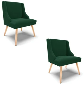 Cadeira Sala de Jantar Pé Palito Natural kit 2 Liz Bouclê D03 - D'Rossi - Verde
