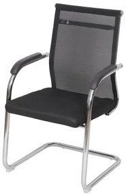 Cadeira Escritorio Basic Fixa Tela Preta com Base Cromada - 50034 Sun House