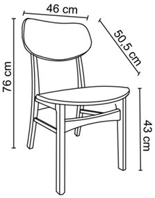 Kit 2 Cadeiras Decorativas Sala e Escritório Zion Madeira Natural (PU) Café G56 - Gran Belo
