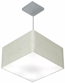 Lustre Pendente Quadrado Md-4020 Cúpula em Tecido 21/35x35cm Rustico Cinza - Bivolt