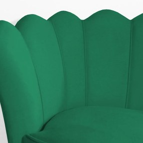 Poltrona Decorativa Dália com Puff Chloe Hairpin Legs Preto Veludo Verde Bandeira