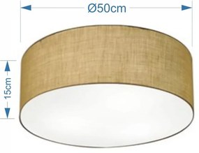 Plafon Cilíndrico Md-3014 Cúpula em Tecido 50x15cm Palha - Bivolt