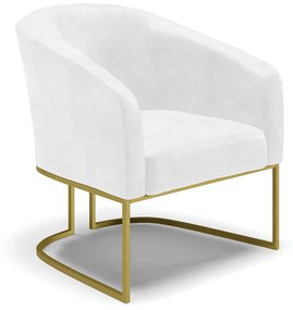 Poltrona Decorativa Industrial Dourado Stella Sintético PU D03 - D'Rossi - Branco