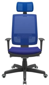 Cadeira Office Brizza Tela Azul Com Encosto Assento Aero Azul Autocompensador Base Standard 126cm - 63387 Sun House