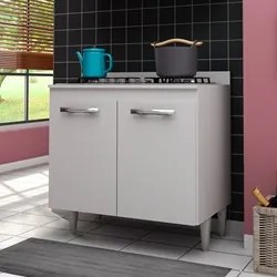 Balcão de Cozinha Cooktop Roma 2 Portas Branco - Lumil Móveis