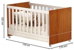 Berço Americano Mini Cama Com Rodízios Charme P14 Nature/Branco - Mpoz